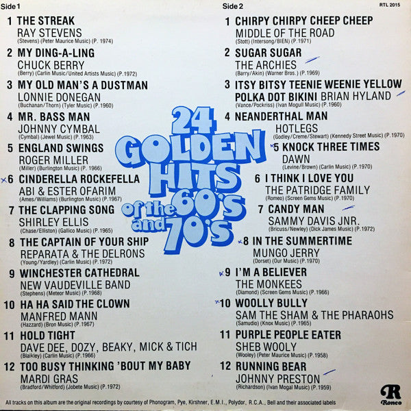 Various - Fun Rock - 24 Golden Hits Of The 60's And The 70's (LP) 52046 Vinyl LP Vinyl Goed / Hoes Goed