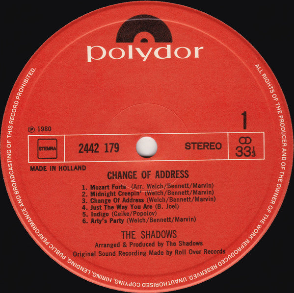 Shadows - Change Of Address (LP) 43404 Vinyl LP JUKEBOXSINGLES.NL   