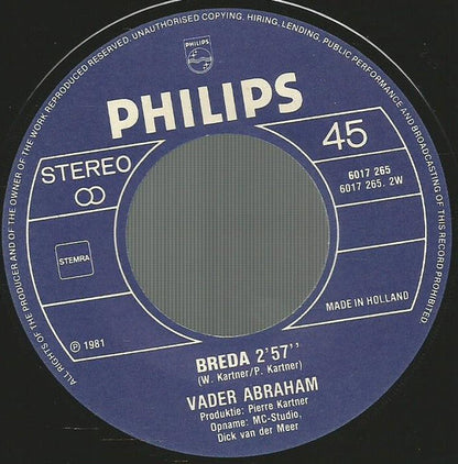 Vader Abraham - In Het Zuiden 39948 (B) Vinyl Singles Vinyl Goed / Hoes Sticker