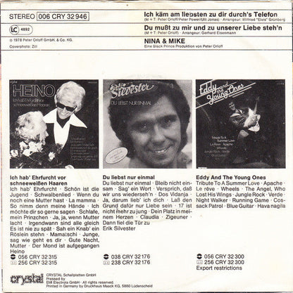 Nina & Mike - Ich Käm Am Liebsten Zu Dir Durch's Telefon 15318 Vinyl Singles Vinyl Goed / Hoes Goed