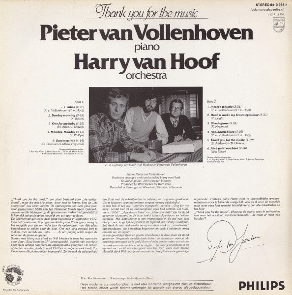 Pieter van Vollenhoven, Harry van Hoof ‎- Thank You For The Music (LP) 42987 Vinyl LP JUKEBOXSINGLES.NL   