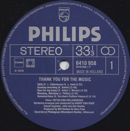 Pieter van Vollenhoven, Harry van Hoof ‎- Thank You For The Music (LP) 42987 Vinyl LP JUKEBOXSINGLES.NL   