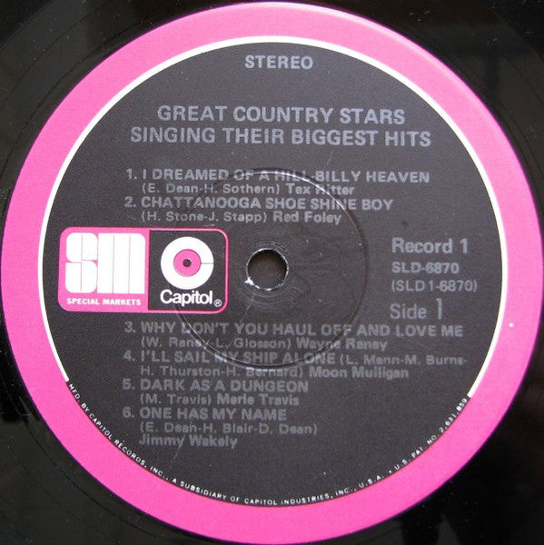 Various - Great Country Stars Singing Their Biggest Hits (LP) 42360 Vinyl LP JUKEBOXSINGLES.NL   