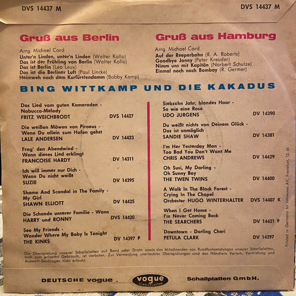 Bing Wittkamp Und Die Kakadus - Gruss Aus Berlin Vinyl Singles Vinyl Goed / Hoes Goed