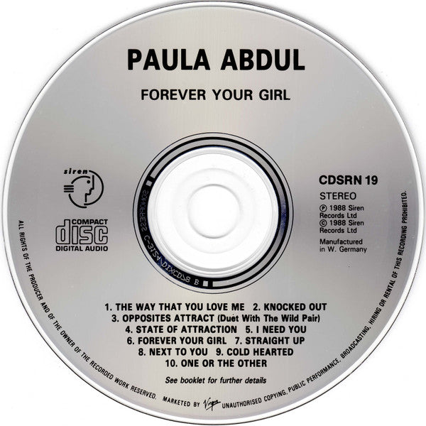 Paula Abdul - Forever Your Girl (CD) 70734 Compact Disc Goede Staat