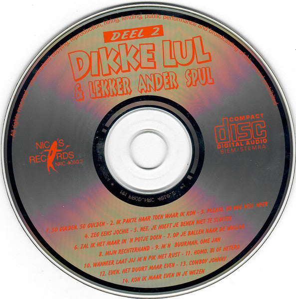 Various - Dikke Lul & Lekker Ander Spul - Deel 02 (CD) 70388 Compact Disc Goede Staat