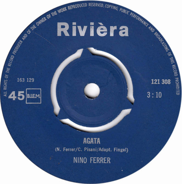 Nino Ferrer - Agata ( Spaans Gezongen ) 29814 34251 Vinyl Singles Vinyl Goed / Hoes Goed