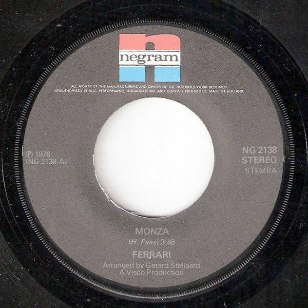 Ferrari - Monza Vinyl Singles Vinyl Zeer Goed / Hoesje Goed "VINYLSINGLES.NL"