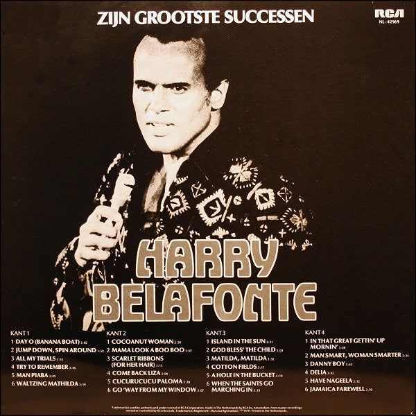 Harry Belafonte - Zijn Grootste Successen (LP) Vinyl LP Vinyl Zeer Goed / Hoesje Goed "VINYLSINGLES.NL"