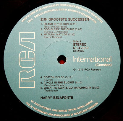 Harry Belafonte - Zijn Grootste Successen (LP) Vinyl LP Vinyl Zeer Goed / Hoesje Goed "VINYLSINGLES.NL"