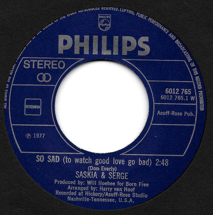 Saskia & Serge - So Sad 39093 Vinyl Singles Vinyl Goed / Hoes Goed