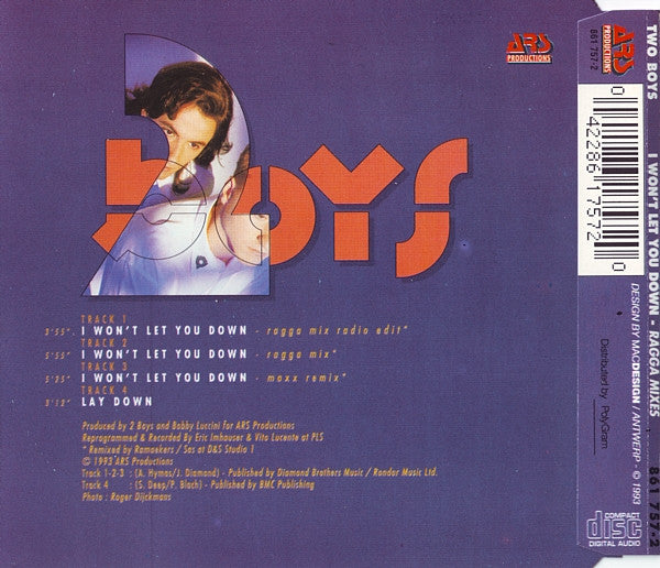 Two Boys - I Won't Let You Down (Ragga Mixes) (CD) 70596 Compact Disc Single Goede Staat
