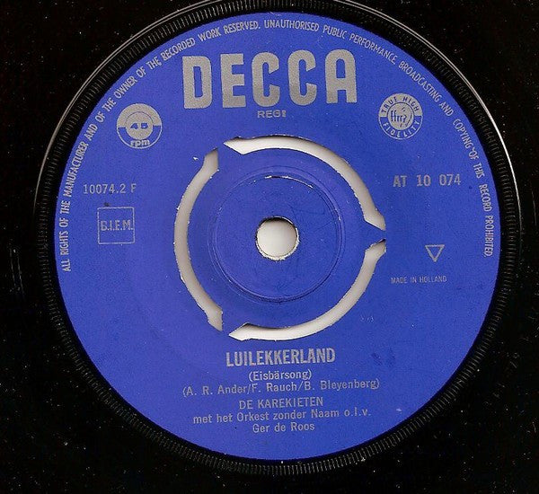 Heleentje van Capelle / De Karekieten - Naar De Speeltuin / Luilekkerland Vinyl Singles Vinyl Zeer Goed / Hoesje Goed "VINYLSINGLES.NL"