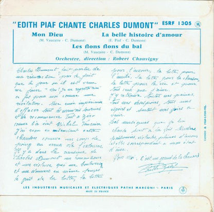 Edith Piaf - Edith Piaf Chante Charles Dumont (EP) 14932