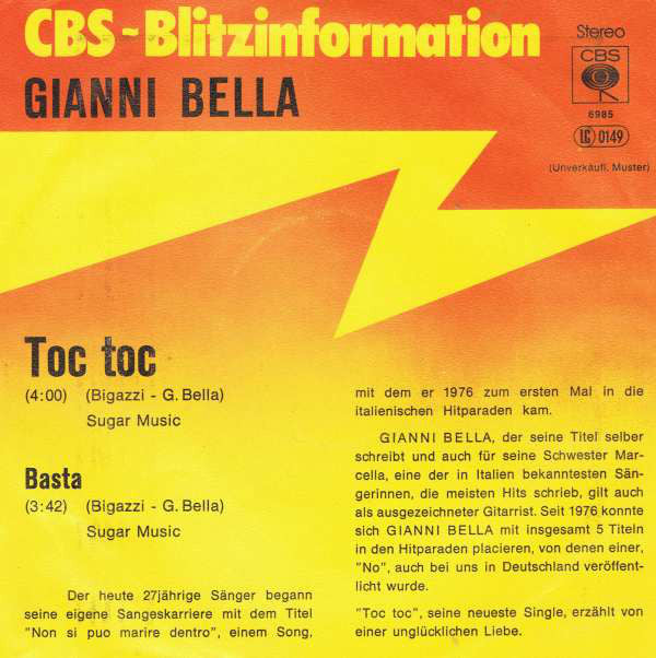 Gianni Bella - Toc Toc 19948
