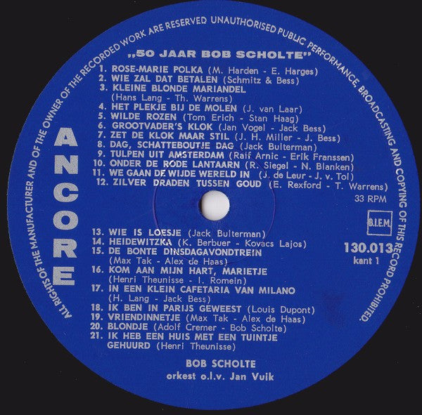 Bob Scholte - 50 Jaar Bob Scholte Jubileum (LP) 40925 Vinyl LP Vinyl Goed / Hoes Goed