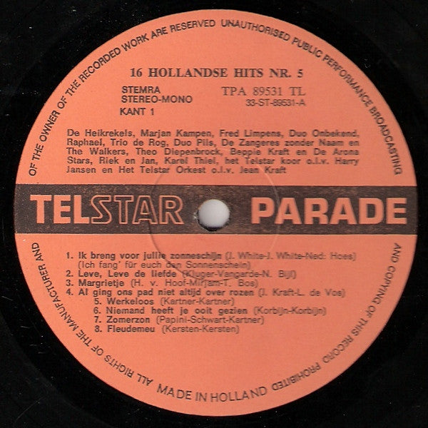 Various - 16 Hollandse Hits 5 (LP) 47051 Vinyl LP Vinyl Goed / Hoes Redelijk
