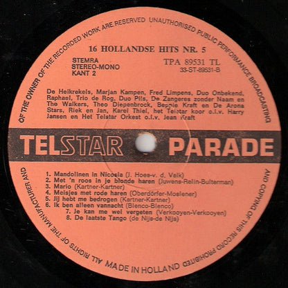 Various - 16 Hollandse Hits 5 (LP) 47051 Vinyl LP Vinyl Goed / Hoes Redelijk