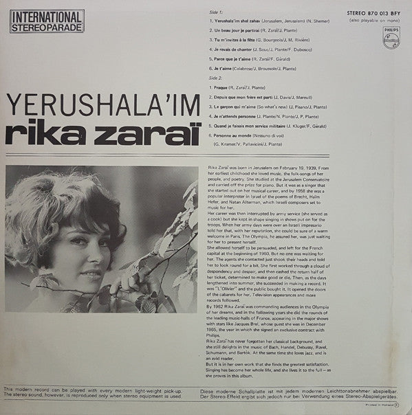 Rika Zara -  Yerushala'im (LP)  43181 Vinyl LP JUKEBOXSINGLES.NL   