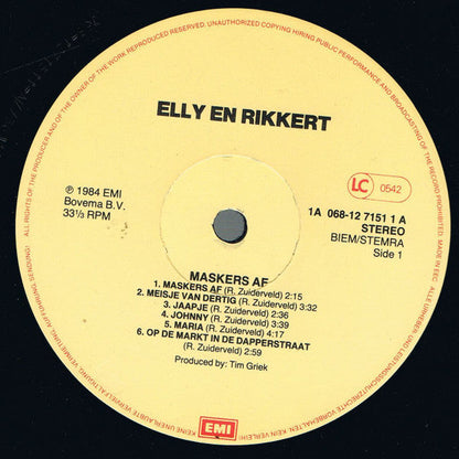 Elly & Rikkert - Maskers Af (LP) 46541 Vinyl LP JUKEBOXSINGLES.NL   