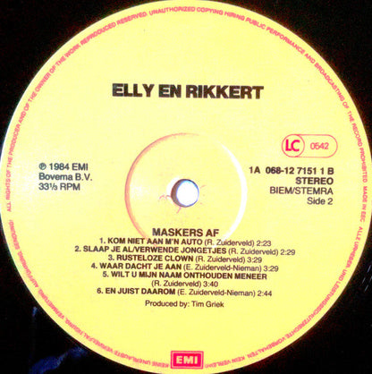 Elly & Rikkert - Maskers Af (LP) 46541 Vinyl LP JUKEBOXSINGLES.NL   