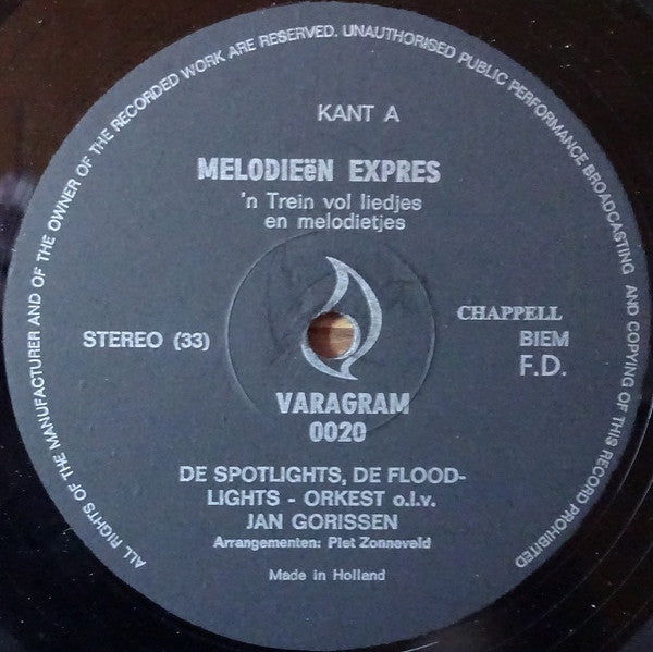 Jan Gorissen En Zijn Vrolijke Passagiers - Melodieën Expres - Een Trein Vol Liedjes! (LP) 48906 Vinyl LP JUKEBOXSINGLES.NL   