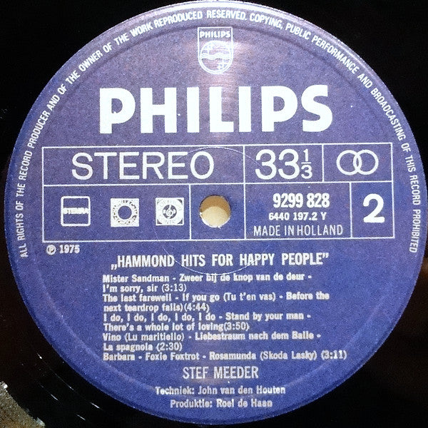 Stef Meeder - Hammond Hits For Happy People (LP) 41830 Vinyl LP JUKEBOXSINGLES.NL   