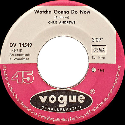 Chris Andrews - Stop That Girl Vinyl Singles Vinyl Zeer Goed / Hoesje Generic "VINYLSINGLES.NL"