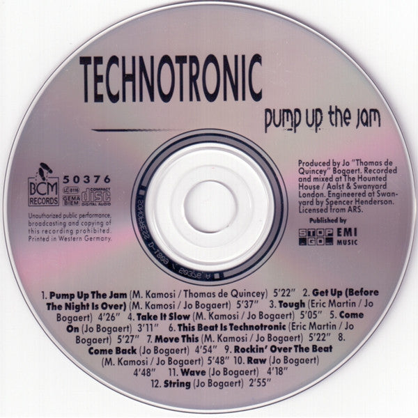 Technotronic - Pump Up The Jam (CD) 70423 Compact Disc Goede Staat