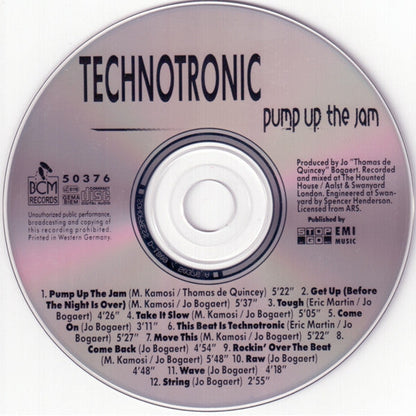 Technotronic - Pump Up The Jam (CD) 70423 Compact Disc Goede Staat
