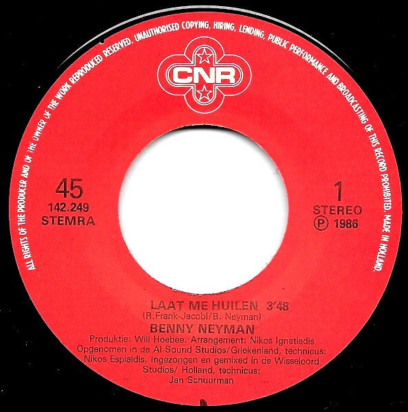 Benny Neyman - Laat Me Huilen Vinyl Singles Vinyl Zeer Goed / Hoesje Generic "VINYLSINGLES.NL"