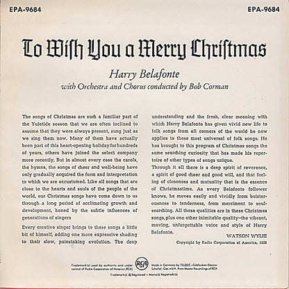 Harry Belafonte - To Wish You A Merry Christmas 41442 Vinyl Singles EP Vinyl Goed / Hoes Goed