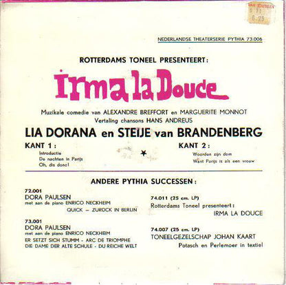 Rotterdams Toneel Presenteert Lia Dorana & Steije van Brandenberg - Irma La Douce (EP) 13248 34219