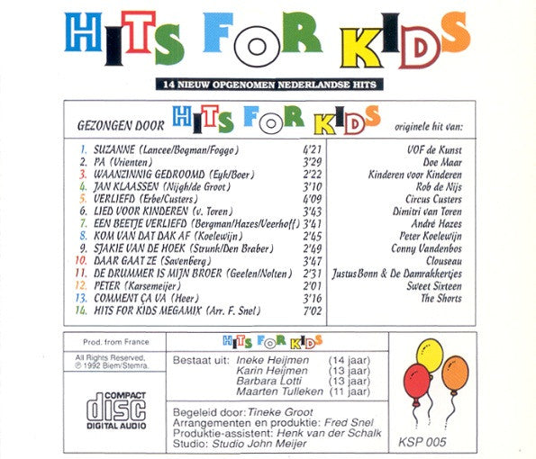 Hits For Kids - Hits For Kids - 14 Nieuw Opgenomen Nederlandse Hits (CD) 70838 Compact Disc Goede Staat