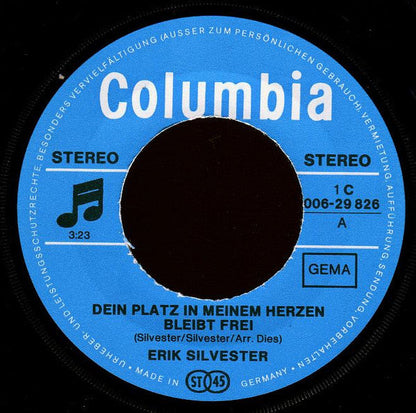 Erik Silvester - Dein Platz In Meinem Herzen Bleibt Frei 30668 Vinyl Singles Vinyl Zeer Goed / Hoesje Goed "VINYLSINGLES.NL"