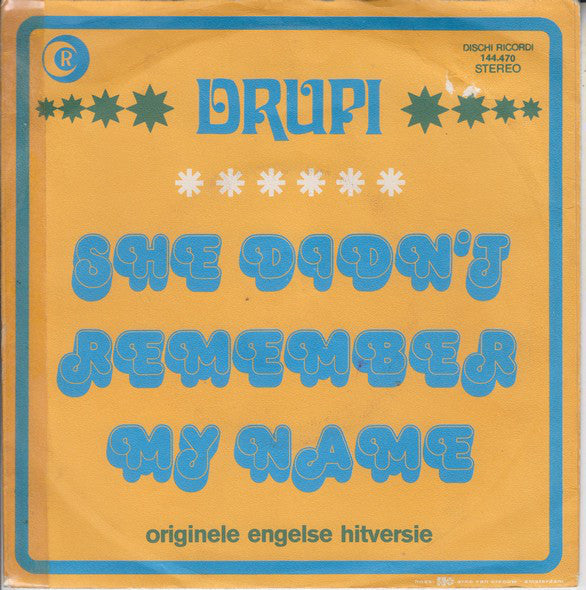 Drupi - She Didn't Remember My Name 16376 Vinyl Singles Vinyl Zeer Goed / Hoesje Goed "VINYLSINGLES.NL"