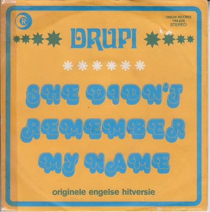 Drupi - She Didn't Remember My Name 16376 Vinyl Singles Vinyl Zeer Goed / Hoesje Goed "VINYLSINGLES.NL"