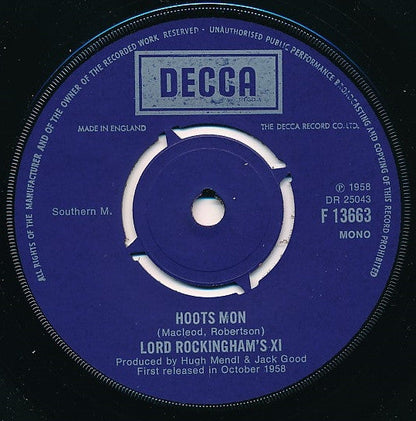 Lord Rockingham's XI - Hoots Mon 42403 Vinyl Singles Vinyl Goed / Hoes Generic