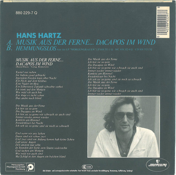 Hans Hartz - Musik Aus Der Ferne... Dacapos Im Wind Vinyl Singles Vinyl Zeer Goed / Hoesje Goed "VINYLSINGLES.NL"