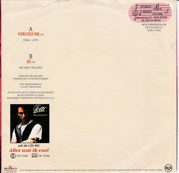 Helmut Lotti - Vergeef Me Vinyl Singles Vinyl Zeer Goed / Hoesje Goed "VINYLSINGLES.NL"
