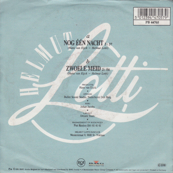 Helmut Lotti - Nog Een Nacht 41252 Vinyl Singles Vinyl Zeer Goed / Hoesje Goed "VINYLSINGLES.NL"