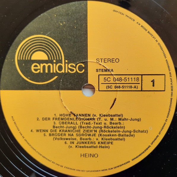 Heino - Heino (LP) Vinyl LP Vinyl Zeer Goed / Hoesje Goed "VINYLSINGLES.NL"