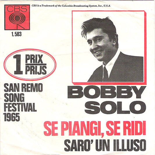 Bobby Solo - Se Piangi, Se Ridi 39847 Vinyl Singles Vinyl Zeer Goed / Hoesje Goed "VINYLSINGLES.NL"