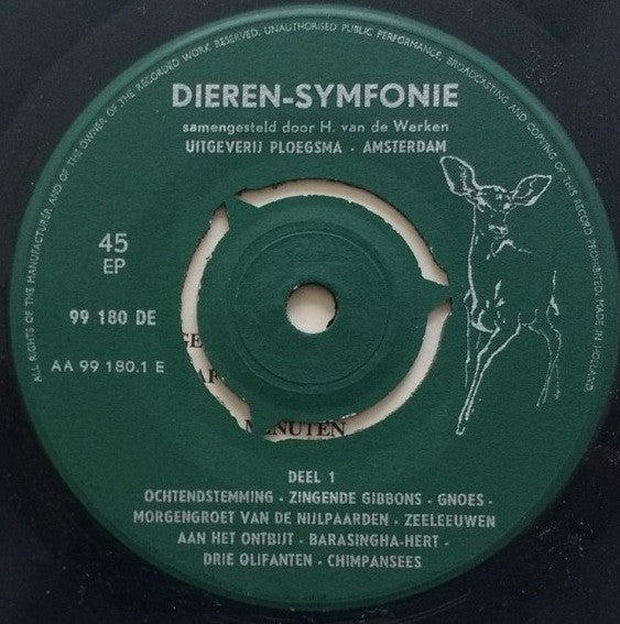 H. van de Werken - Dieren Symfonie 24584 Vinyl Singles Vinyl Zeer Goed / Hoesje Goed "VINYLSINGLES.NL"