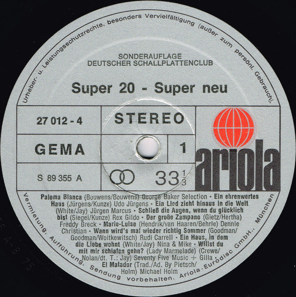 Various - Super 20 - Super Neu (LP) 42465 Vinyl LP JUKEBOXSINGLES.NL   