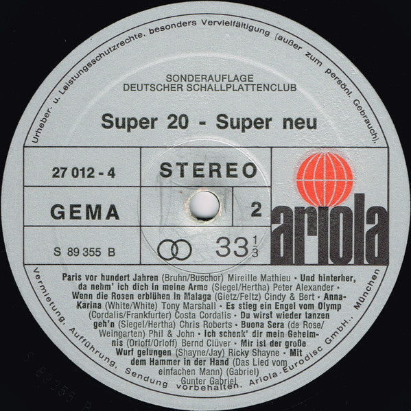 Various - Super 20 - Super Neu (LP) 42465 Vinyl LP JUKEBOXSINGLES.NL   