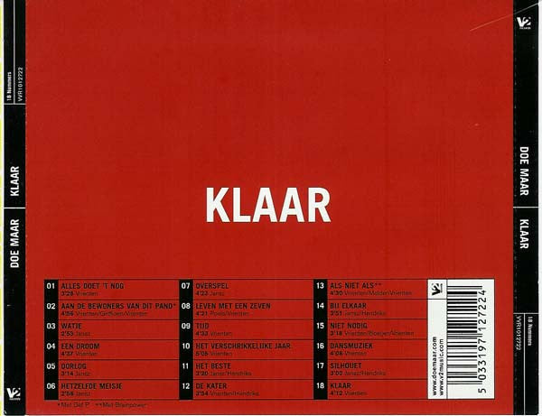Doe Maar - Klaar (CD) 70129 Compact Disc /   