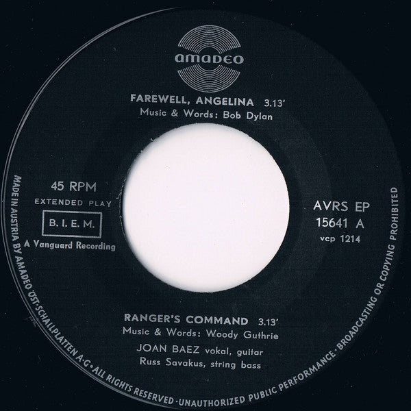 Joan Baez - Joan Baez 05638 Vinyl Singles EP Vinyl Goed / Hoes Generic