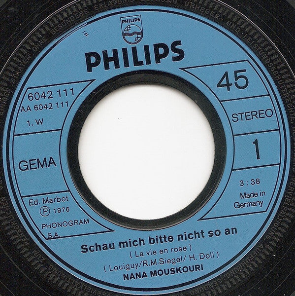 Nana Mouskouri - Schau Mich Bitte Nicht So An 02851 Vinyl Singles Vinyl Goed / Hoes Goed