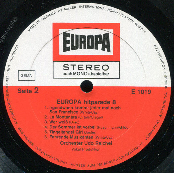 Orchester Udo Reichel - Europa Hitparade 8 (LP) 42064 Vinyl LP JUKEBOXSINGLES.NL   